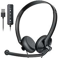 Computer Headset with Microphone Wired Headphones for PC - 3.5 mm &USB Noise Cancelling Mic Headphone Headsets for Laptops Tablets Home Office Online Class Skype Zoom