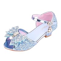 Children Shoes with Diamond Shiny Sandals Princess Shoes Bow High Heels Show Princess Shoes Girls Shoes 8 Toddler (Blue, 12.5 Little Child)