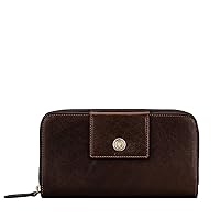 Maxwell Scott | Personalized Womens Luxury Leather Large Zip Wallet | The Giorgia | Classic Card Coin Holder Handbag Purse | Dark Chocolate Brown