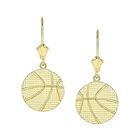 BASKETBALL LEVERBACK EARRINGS IN YELLOW GOLD - Gold Purity:: 14K