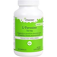 Vitacost L-Tyrosine - 750 mg - 180 Capsules