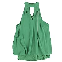 Womens Keyhole Cold Shoulder Blouse, Green, XX-Small