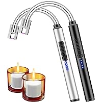 2 Pack Candle Lighters, USB Rechargeable Arc Lighter Long Flameless Plasma Windproof Lighter for Camping Grill Party Home