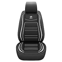 Luxury Leather Auto Car Seat Covers 5 Seats Full Set Universal Fit(Black-White)