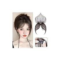 Clip In Bangs Human Hair Extesions Natural Neat Fake Fringe Topper Hairpiece Invisible Clourse Hairpieces Wispy Bangs (Color : Natural black)