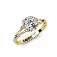 Round IGI Certified Lab Grown Diamond & Natural Diamond 1.30 ctw Prong set Women Halo Engagement Ring in 14K Gold