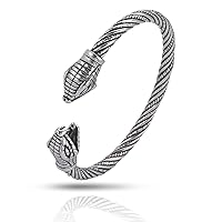 Viking Bracelet for Men Double Dragon Snake Norse Viking Arm Rings Adjustable Open Bangle Stainless Steel Twisted Cable Cuff Bangle Bracelet Pagan Wicca Jewelry
