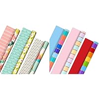 Hallmark Wrapping Paper Bundle - Floral and Rainbow Designs (6 Rolls: 150 Sq. Ft. Total)