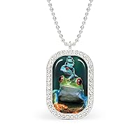 Red-Eyed Tree Frog Womens Diamond Necklaces Alloy Pendants Trendy Dainty Jewelry Gifts
