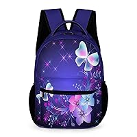 Glowing Night Butterflies Travel Backpack Cute Laptop Bag Aesthetic Campus Backpack Casual Daypack