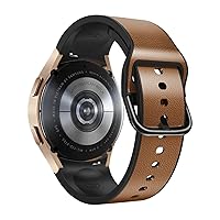 20mm Silicone+Leather Smart Straps for Samsung Galaxy Watch 4 Classic 46 42mm/Watch4 44mm 40mm Band No Gaps Wristbands Bracelet (Color : Brown, Size : Watch4 Classic 42mm)