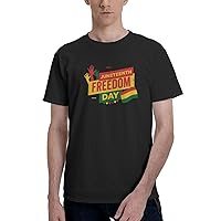 Juneteenth Freedom Day Flag T-Shirts Men's Casual Shirts Crewneck Short Sleeve Shirt