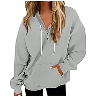 Womens Oversized Sweatshirts Half Zip Up Fleece Hoodies Long Sleeve Trendy Fashion Shirts Pullover Fall Clothes with Pocket