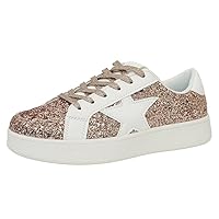 Women's Fashion Star Sneaker Low Top Comfortable Cushioned Fashion Sneakers Lace Up Glitter Platform Party Shoes