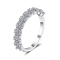 StarGems 1ct Moissanite 925 Silver Platinum Plated Princess&Queen Band Ring HB4489