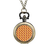Bacon Slices Fashion Quartz Pocket Watch White Dial Arabic Numerals Scale Watch with Chain for Unisex