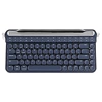 YUNZII B703 Retro Typewriter Keyboard,75% Mechanical Keyboard, Bluetooth&Wired 84-Key Gaming Keyboard with Round Keys, Rotary Knob Integrated Stand for Windows/Mac (Gateron Brown Switch, Blue)