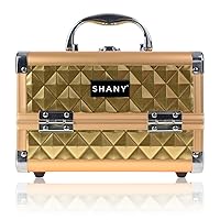 SHANY Chic Makeup Train Case Cosmetic Box Portable Makeup Case Cosmetics Beauty Organizer Jewelry storage with Locks, Multi trays Makeup Storage Box with Makeup Mirror - Golden House