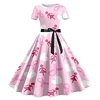XJYIOEWT Women's Formal Dresses Plus Size Red,Cancer Dress Women Breast Cancer Dress Pink Ribbon Breast Cancer Awareness