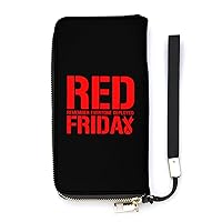 R.E.D Remember Everyone Deployed Red Friday Wristlet Wallet Leather Long Card Holder Purse Slim Clutch Handbag for Women