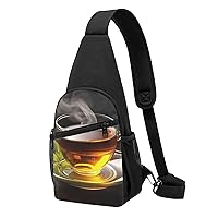 Sling Bag Crossbody for Women Fanny Pack Cup of Tea Chest Bag Daypack for Hiking Travel Waist Bag