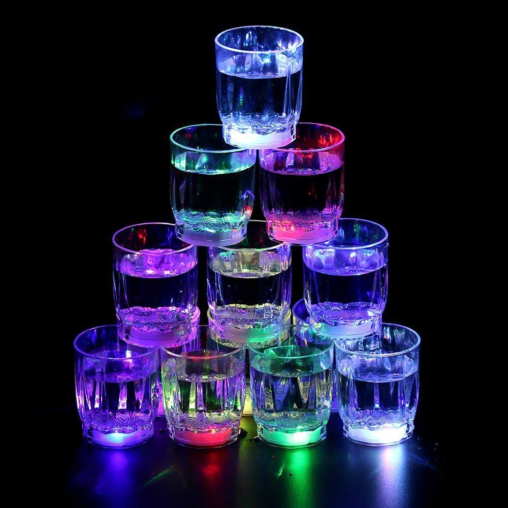 Flashing Panda Party Pack of 24 2 oz Light-Up Flashing Shot Glasses with Multi-Color LED Lights