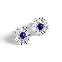 Lapis Lazuli Cornflower Stud Earrings in Silver, Flower Jewelry, Floral Studs, Blue Flower Earrings, Gift for Her