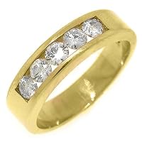 14k Yellow Gold Mens Brilliant Round 5-Stone Diamond Ring 1 Carat