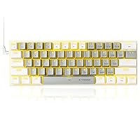 E-YOOSO 60% Mechanical Keyboard Red Switch, 61 Key Ultra-Compact Gaming Keyboard Wired with Solid Yellow Backlit, 60 Percent Computer Keyboard for Windows (Grey White)
