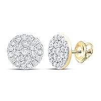 The Diamond Deal 14kt White Gold Womens Round Diamond Flower Cluster Earrings 1-1/2 Cttw
