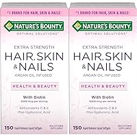 Nature's Bounty Optimal Solutions Hair Skin & Nails Extra Strength Softgels, 150 Count (Pack of 2) Package May Vary