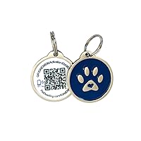 Premium NFC-QR Code Pet ID Tags - Dog Tags and Cat Tags, Connect to Online Pet Profile, Receive Instant Scanned Location Email Alert(Blue Paw)