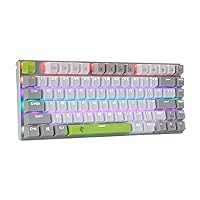 HUO JI E-Yooso Z-88 RGB Mechanical Gaming Keyboard, Brown Switches, 60% Compact 81 Keys for Mac, PC, White Grey Green