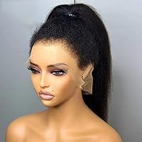 360 Lace Frontal Yaki Straight Wigs Kinky Straight 360 Lace Front Wigs Ponytail Human Hair 360 HD Transparent Lace Straight Human Hair Wigs For Women 150% Pre Plucked Baby Hair Glueless 360 Full Lace