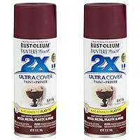Rust-Oleum 249083 Painter's Touch 2X Ultra Cover Spray Paint, 12 oz, Satin Claret Wine (Pack of 2)