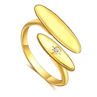 YADUDA Gold Silver Rings Set for Women Chunky Statement Rings ZC Dome Evil Eye Croissant ring Thick 18K Gold Plated Band Rings