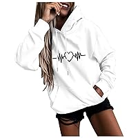 RMXEi jackets for womens Women's Fashion Casual Fun Print Hooded Sweatshirt Loose Sports Tops Pullover