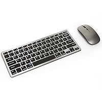 Bluetooth Wireless Keyboard and Mouse Combo, Ultra Thin Portable Multi-Device Wireless Keyboard and Mouse Combo for Windows, Computer, iPad, MacBook, Tablet, Laptop, PC,Desktop-Grey