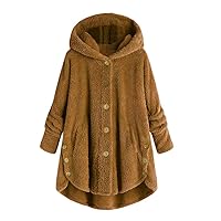 Women Fashion Women Coat Fluffy Tail Tops Winter Hooded Pullover Loose Sweater