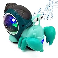 Tipmant Baby Toddler Electric Crab Cute Electronic Animal Vehicle Car Toy Crawl, Play Music, Dazzling Light Kids Birthday (Green)