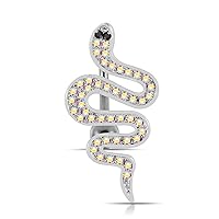 Multi Crystal Gemstone Movable Snake Reverse Bar 925 Sterling Silver Belly Ring Body Jewelry
