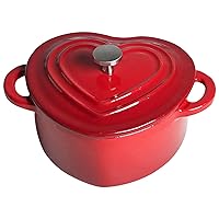 Small Dutch Oven Pot with Lid, 0.5 Qt Heart Shaped Dutch Oven, Mini Enamel Cast Iron Dutch Oven Heart Dutch Oven Dutch Oven Cast Iron Non Stick Heart Dutch Oven Oven Safe Works on All Stovetops