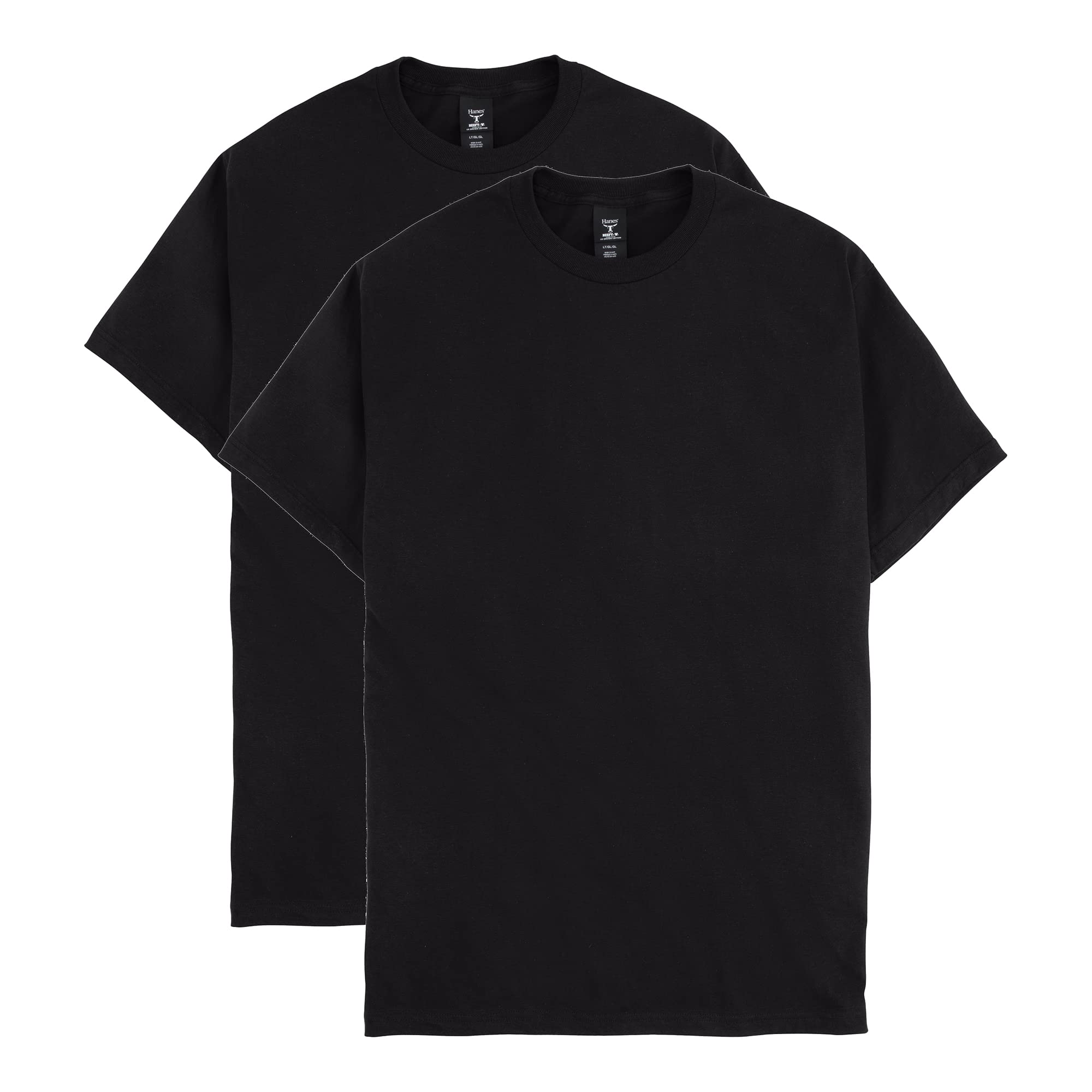 Hanes Mens Beefyt T-Shirt, Classic Heavyweight Cotton Crewneck Tee, Roomy Fit, 1 Or 2 Pack, Available in Tall