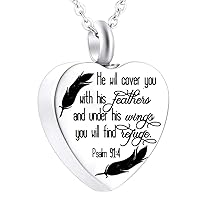 Cremation Jewelry for Ashes Stainless Steel Heart Bible Prayer Urn Pendant Memorial Necklace Keepsake for Women/Men