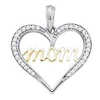 10kt Two-tone Gold Womens Round Diamond Heart Mom Mother Pendant 1/8 Cttw