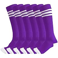 3 Pairs of juDanzy Knee High Boys or Girls Stripe Tube Socks for Soccer, Basketball, Uniform and Everyday Wear