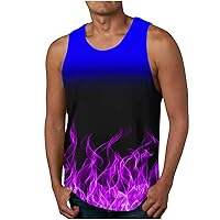 Men's Flame Printing Tank Top Sleeveless Tees All Over Print Casual Sport T-Shirts Hawaii Beach Vacation Gradation Shirt Tee