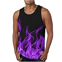 Men's Tank Tops Fashion Flame Print Sleeveless Shirts Fitness Athletic Vest Shirt Regular Fit Workout T-Shirt Top