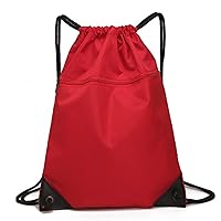 Drawstring Bags Unisex Drawstring Bag Simple Sports Backpack for Men Women Fitness Training Travel Lightweight Backpack (Color : Rose red, Size : A)