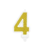 Cake Candle Number 4 Four with Glitter Gold Birthday Child Adult